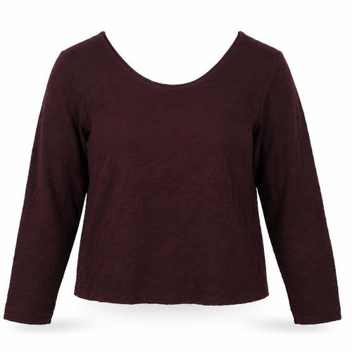 Gallery Women's Burgundy Long Sleeve Stretch Jersey Top XL