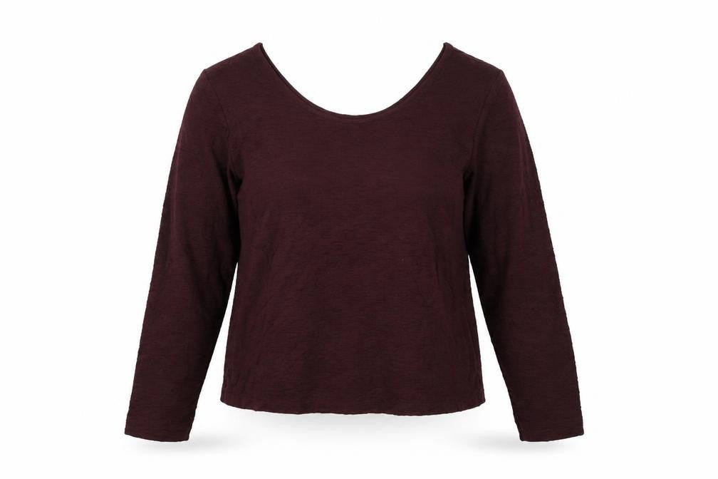 Gallery Women's Burgundy Long Sleeve Stretch Jersey Top XL