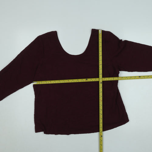Gallery Women's Burgundy Long Sleeve Stretch Jersey Top XL