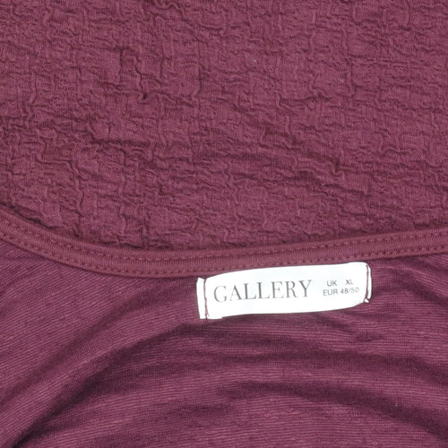 Gallery Women's Burgundy Long Sleeve Stretch Jersey Top XL