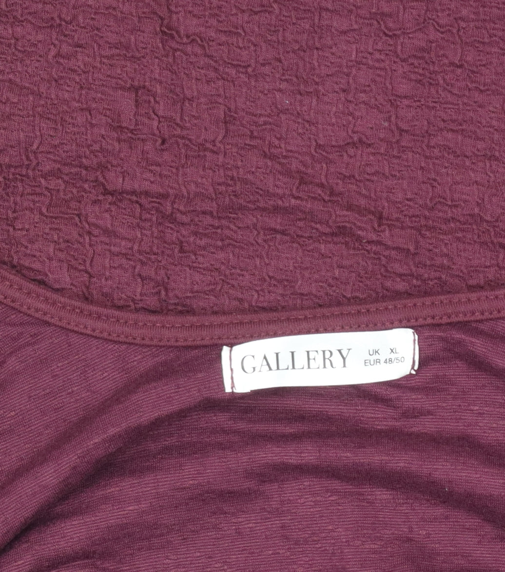 Gallery Women's Burgundy Long Sleeve Stretch Jersey Top XL