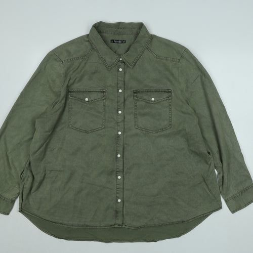 Dunnes Stores Men’s Green Long Sleeve Button-Up Shirt 2XL Regular Fit