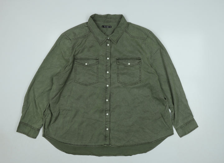 Dunnes Stores Men’s Green Long Sleeve Button-Up Shirt 2XL Regular Fit