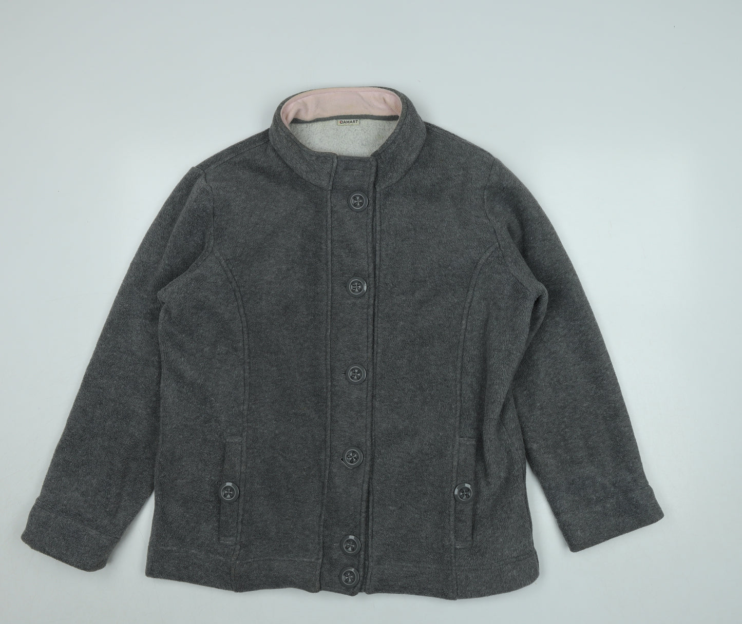 Damart Women Grey Fleece Button Jacket Size M Winter Coat