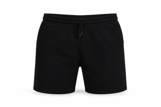 Front view of Dunnes boys’ black athletic jersey shorts size 27in elastic waist
