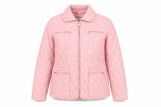 Front view of Champion Burford Women's Pink Quilted Mid-Length Jacket, size 10