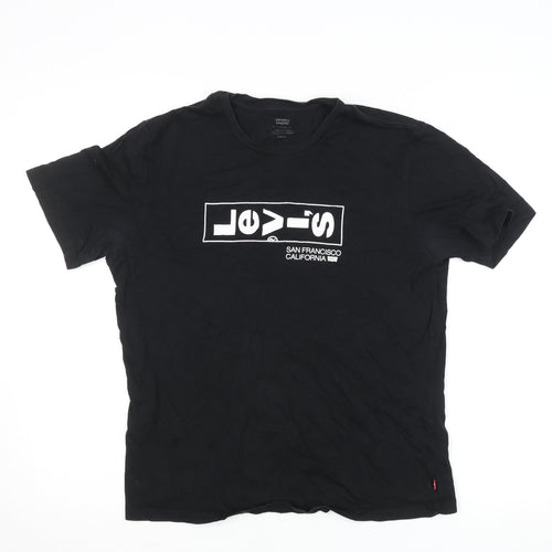Levi’s Men’s Black Graphic Logo Crew Neck Cotton T-Shirt Size S