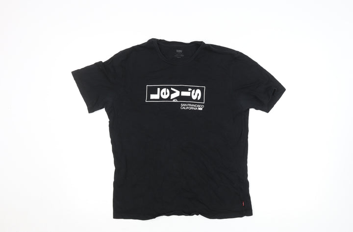 Levi’s Men’s Black Graphic Logo Crew Neck Cotton T-Shirt Size S