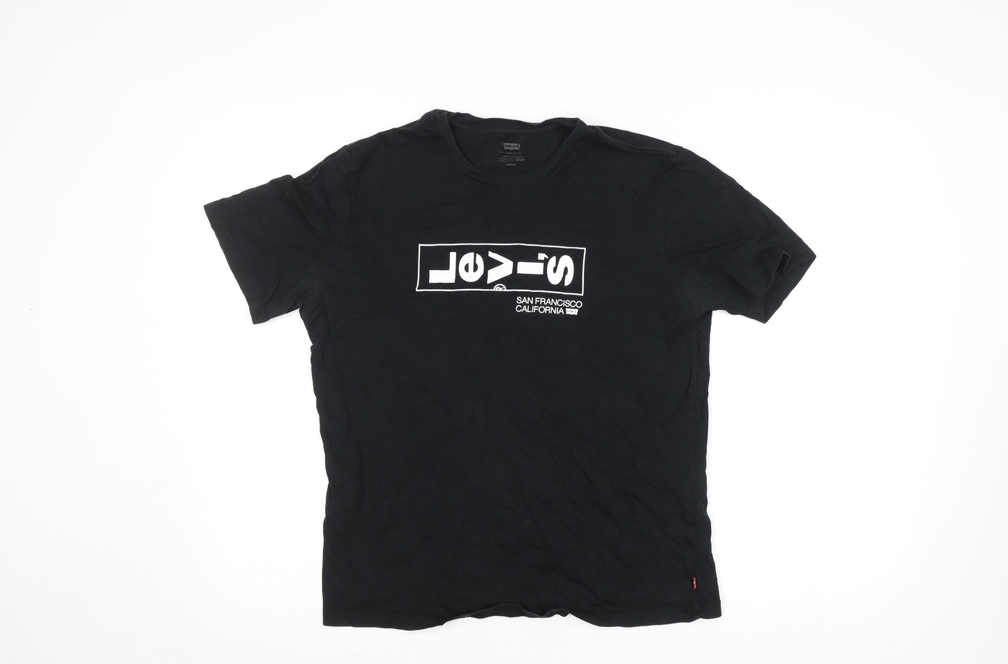 Levi’s Men’s Black Graphic Logo Crew Neck Cotton T-Shirt Size S