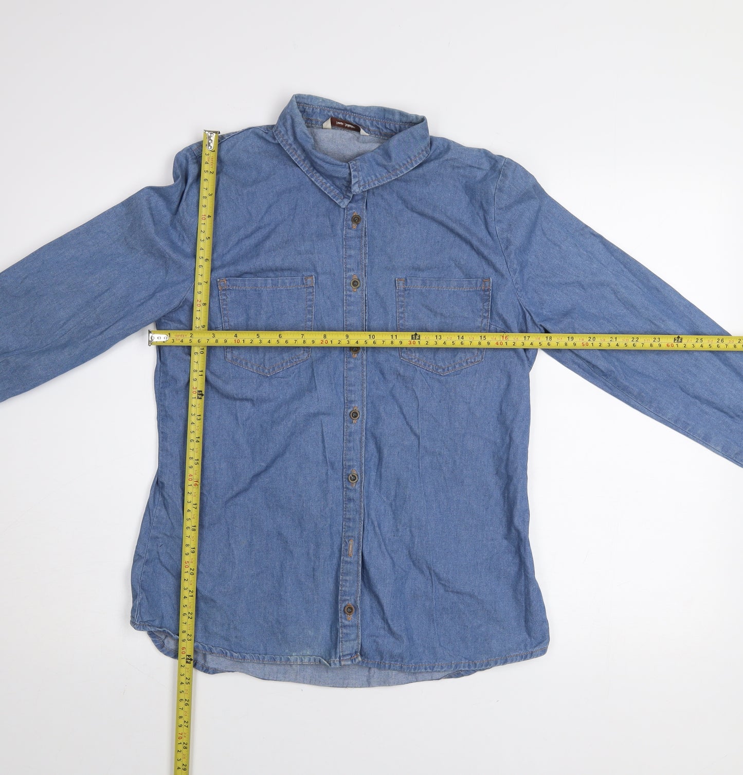 Ink Denim Collection Men's Blue Long Sleeve Button-Up Shirt Size 42