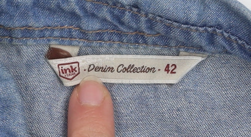 Ink Denim Collection Men's Blue Long Sleeve Button-Up Shirt Size 42