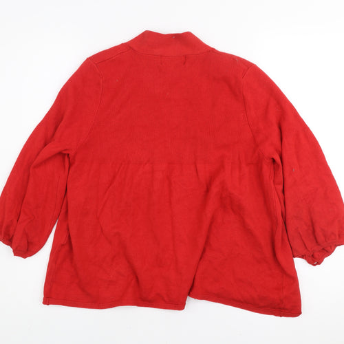 Gerard Women’s Red Knit Open Cardigan L Lightweight Viscose Blend