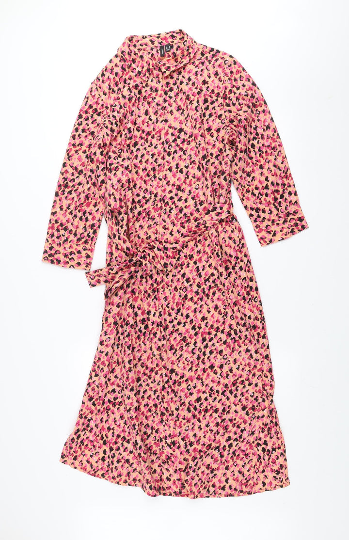 Vero Moda Women’s Multicoloured Leopard Print Midi Wrap Dress M