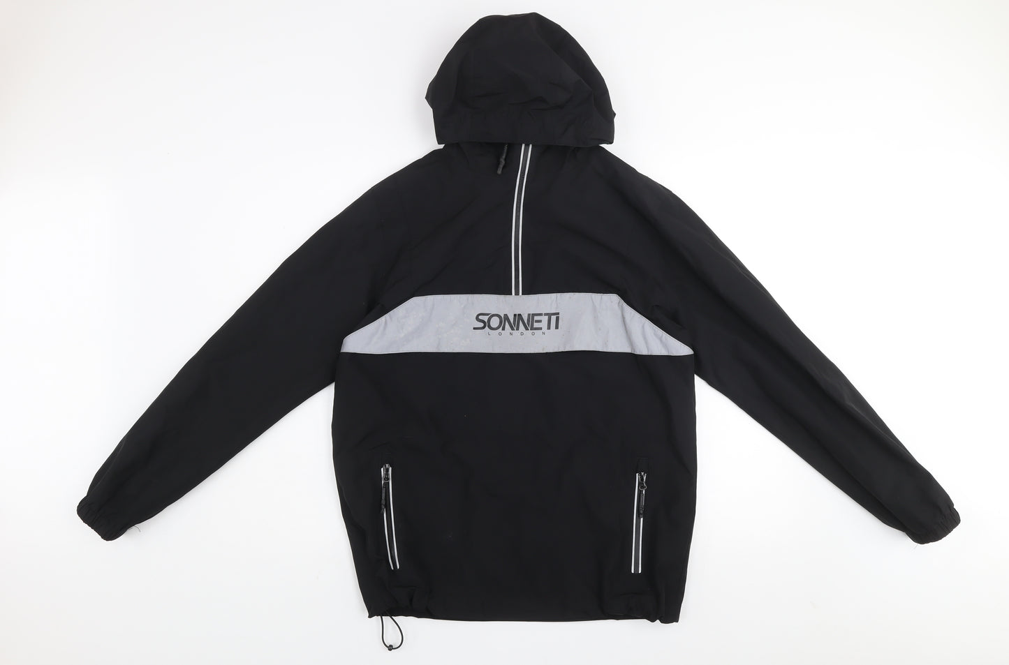 Sonneti Boys Black Hooded Windbreaker Jacket Age 13-14 Years