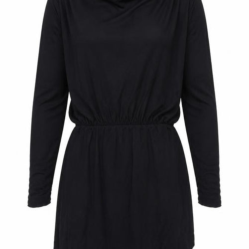 Zara Women Black Viscose Long Sleeve Short Shift Dress Size 12