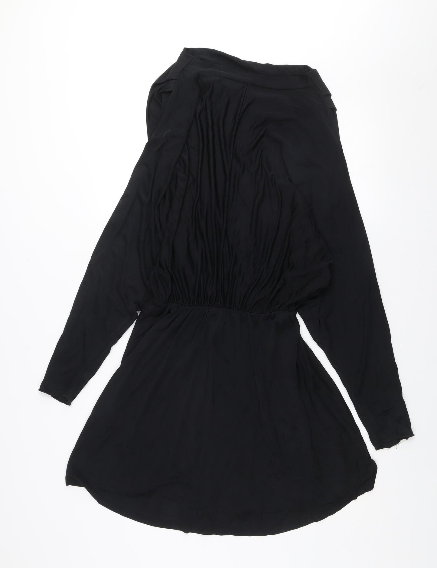 Zara Women Black Viscose Long Sleeve Short Shift Dress Size 12