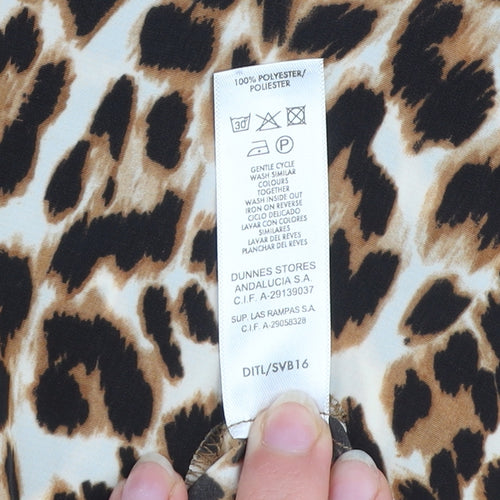 Savida Women’s Multicoloured Shift Dress Size 12 Leopard Print Short Sleeve