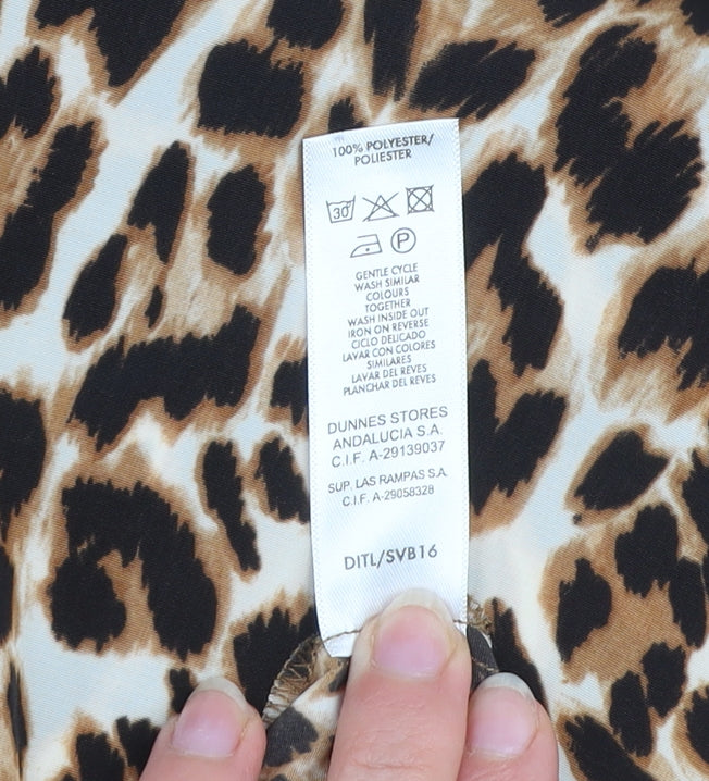 Savida Women’s Multicoloured Shift Dress Size 12 Leopard Print Short Sleeve