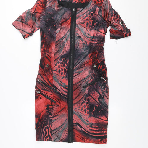 Airfield Women's Red Animal Print Sheath Zip Dress Size 6