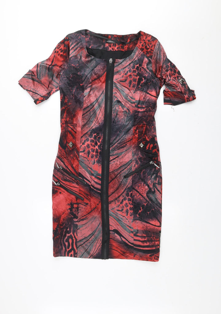 Airfield Women's Red Animal Print Sheath Zip Dress Size 6