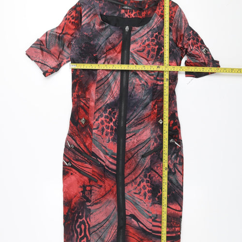 Airfield Women's Red Animal Print Sheath Zip Dress Size 6