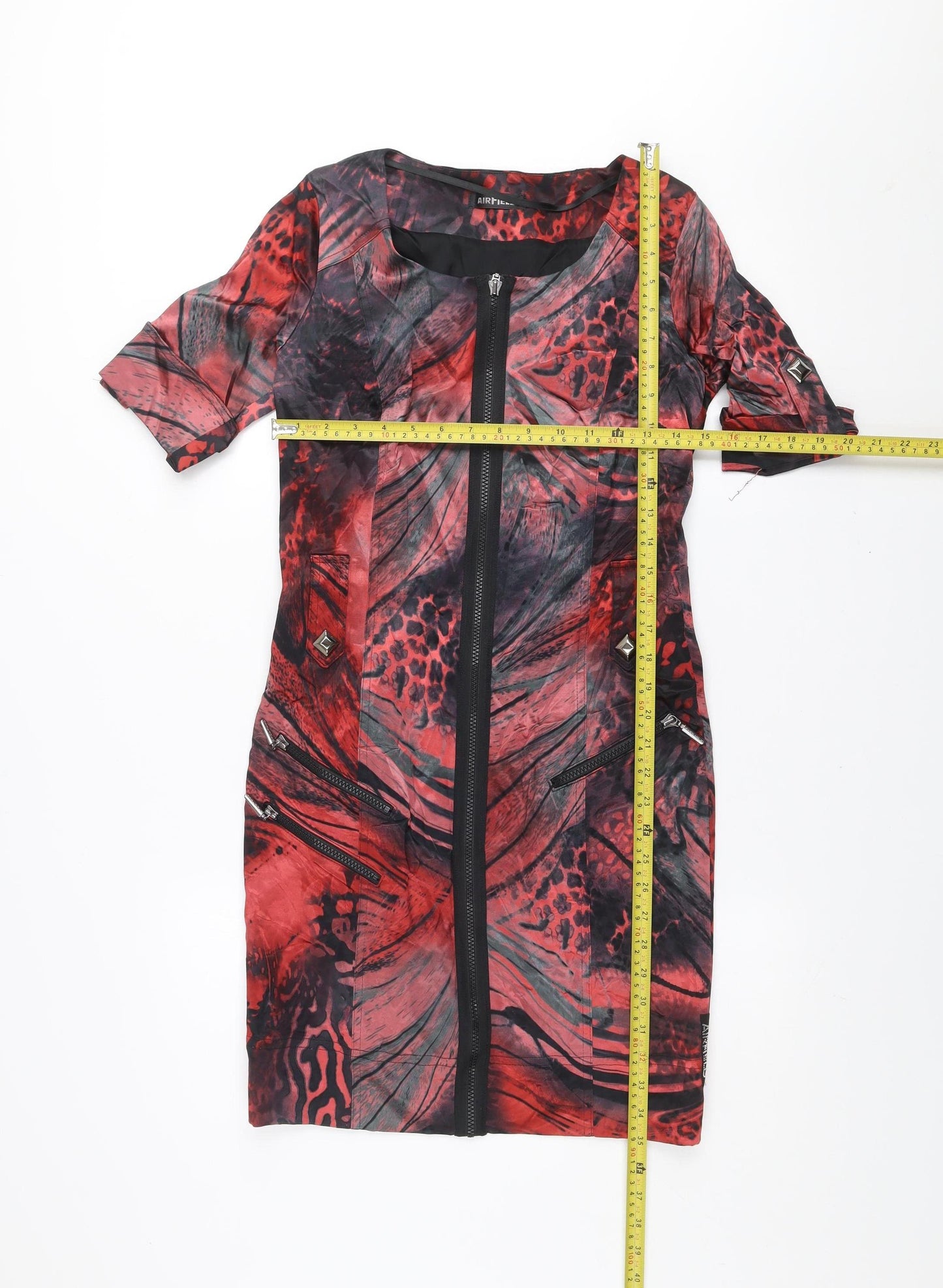 Airfield Women's Red Animal Print Sheath Zip Dress Size 6