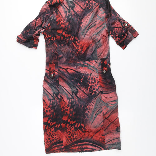 Airfield Women's Red Animal Print Sheath Zip Dress Size 6