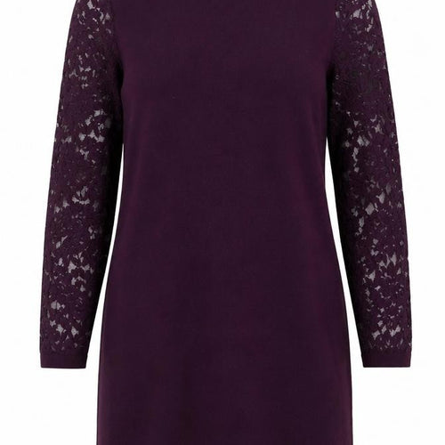 Wallis Women Purple Lace Sleeve Shift Dress Size 12