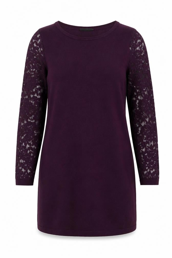 Wallis Women Purple Lace Sleeve Shift Dress Size 12