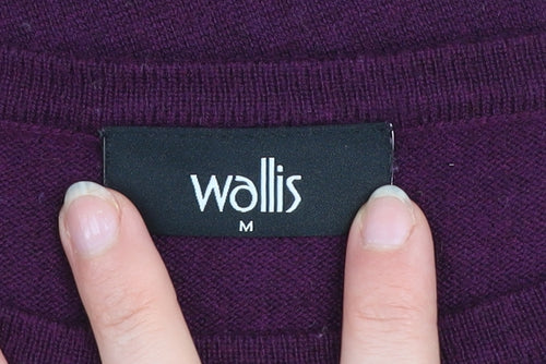 Wallis Women Purple Lace Sleeve Shift Dress Size 12
