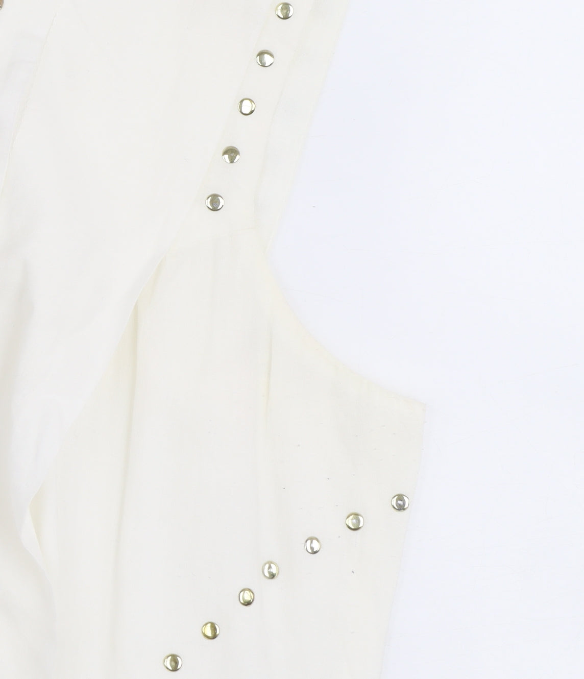 Oasis Women's White Studded A-Line Sleeveless Cotton Dress Size 12