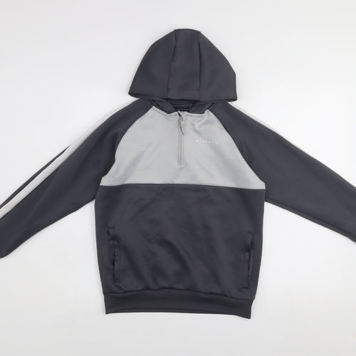 McKenzie Boys Grey Colourblock 1/4 Zip Pullover Hoodie 12-13 Years