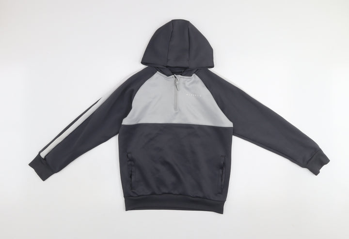 McKenzie Boys Grey Colourblock 1/4 Zip Pullover Hoodie 12-13 Years