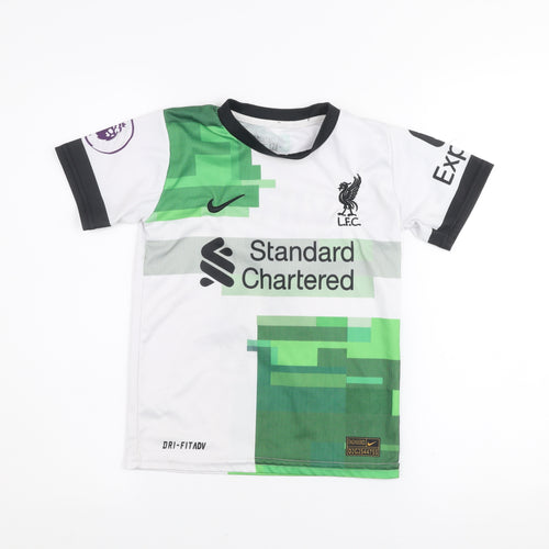 Nike Boys Liverpool LFC White Green Football Jersey T-Shirt 8 Years