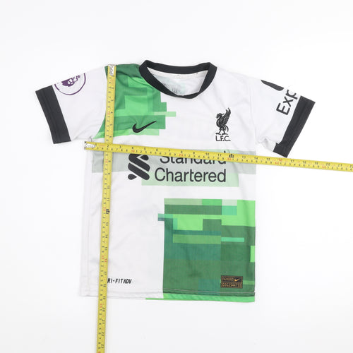 Nike Boys Liverpool LFC White Green Football Jersey T-Shirt 8 Years