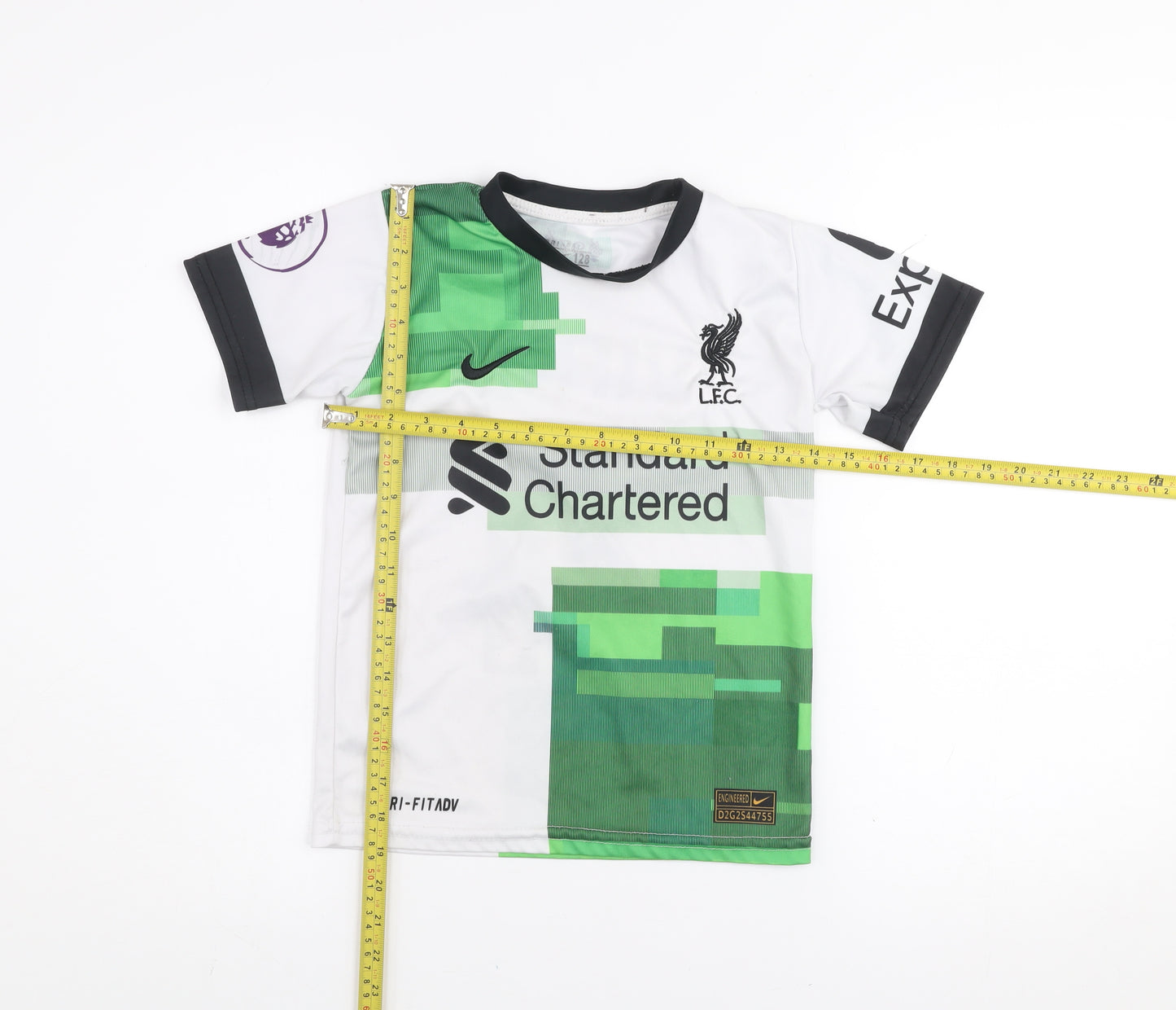 Nike Boys Liverpool LFC White Green Football Jersey T-Shirt 8 Years