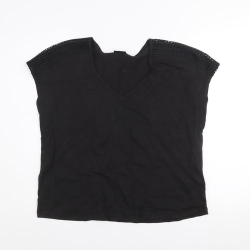 Avenue Women's Black Cotton V-Neck Tunic Blouse Size 16