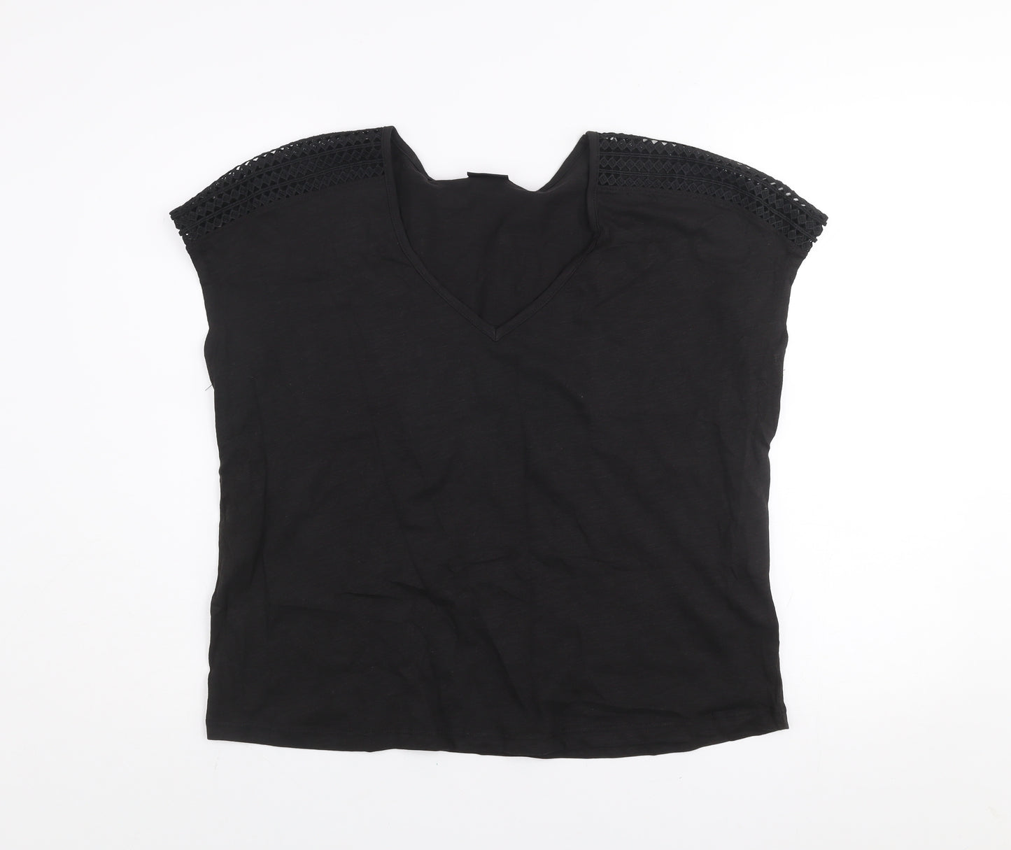 Avenue Women's Black Cotton V-Neck Tunic Blouse Size 16