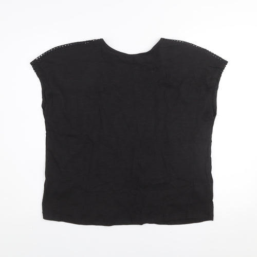 Avenue Women's Black Cotton V-Neck Tunic Blouse Size 16
