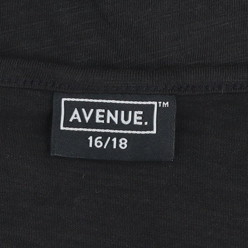 Avenue Women's Black Cotton V-Neck Tunic Blouse Size 16