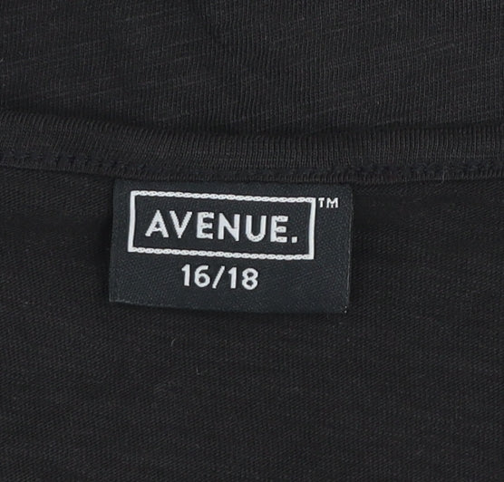 Avenue Women's Black Cotton V-Neck Tunic Blouse Size 16