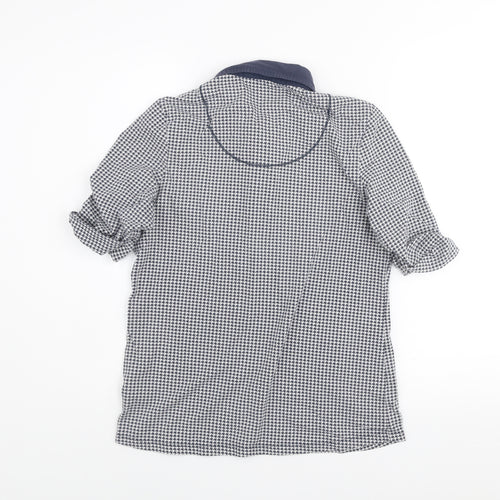 Peter Hahn Women Blue Houndstooth Collared Button-Up Shirt Size 12