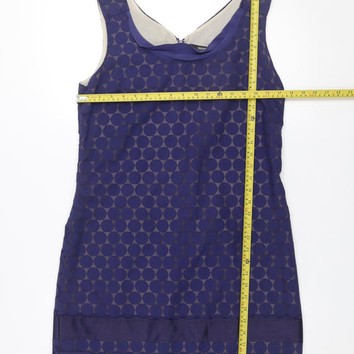 Oasis Women Blue Geometric Shift Dress Size 14 Sleeveless Knee Length