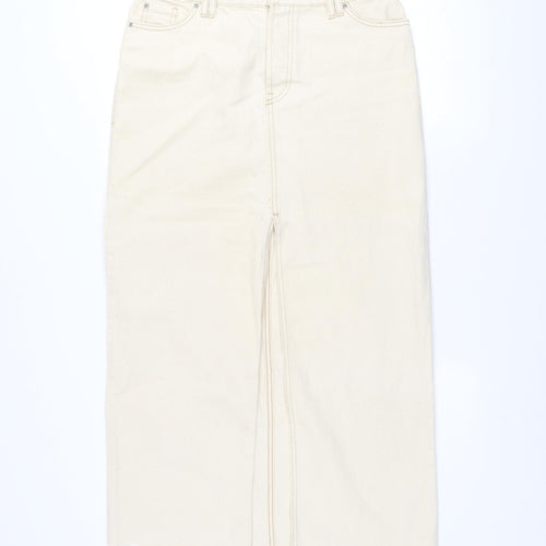 Primark Women Beige Denim Midi Pencil Skirt Size 10