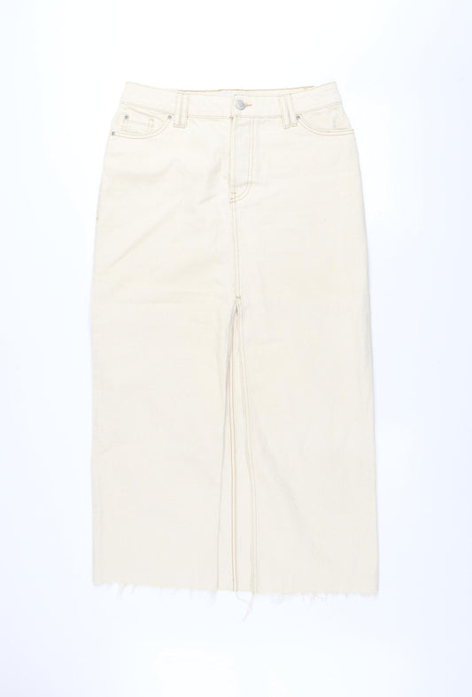 Primark Women Beige Denim Midi Pencil Skirt Size 10