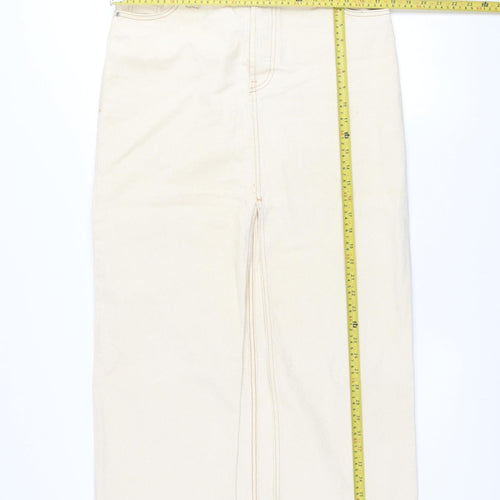 Primark Women Beige Denim Midi Pencil Skirt Size 10