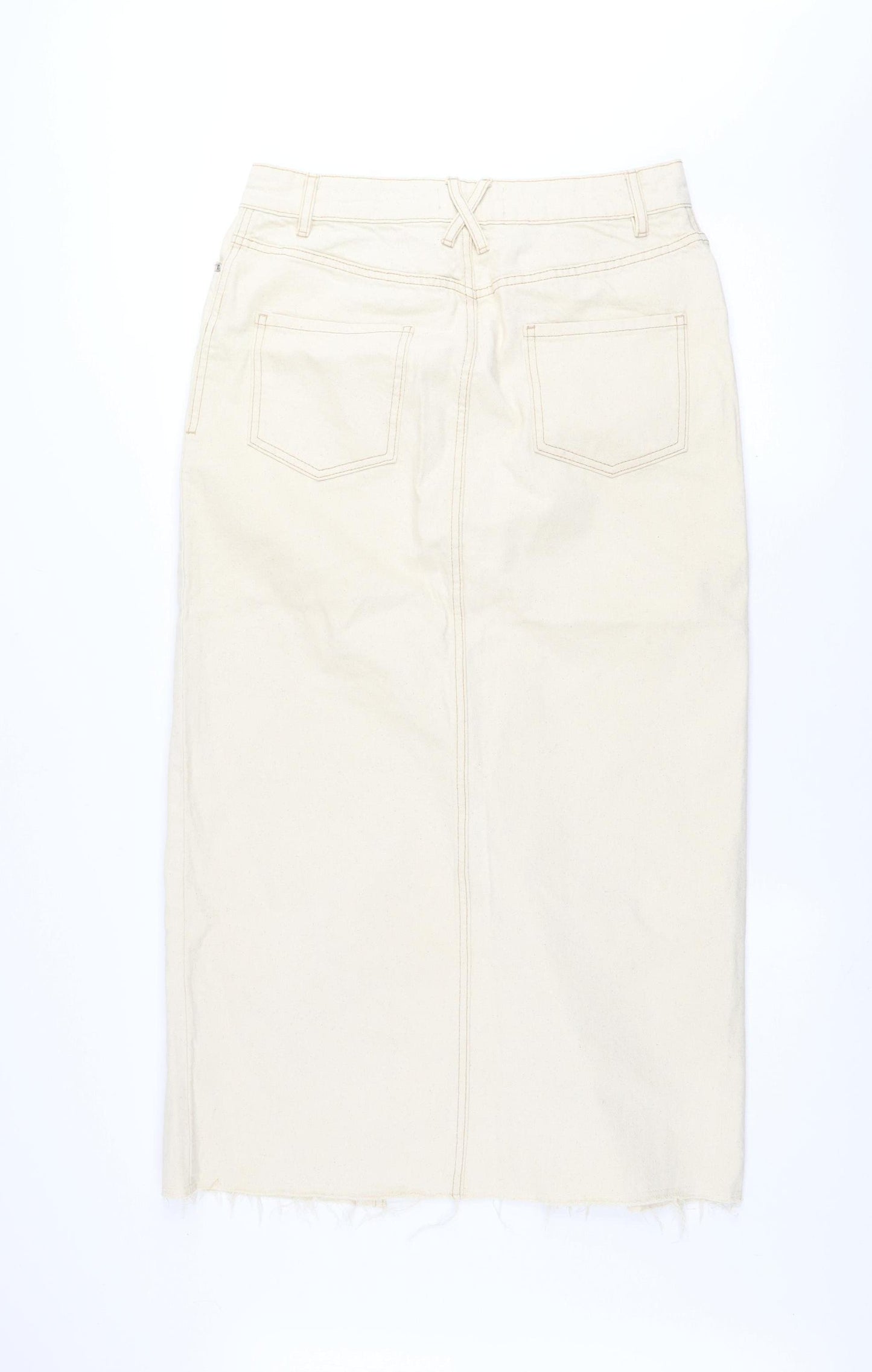 Primark Women Beige Denim Midi Pencil Skirt Size 10