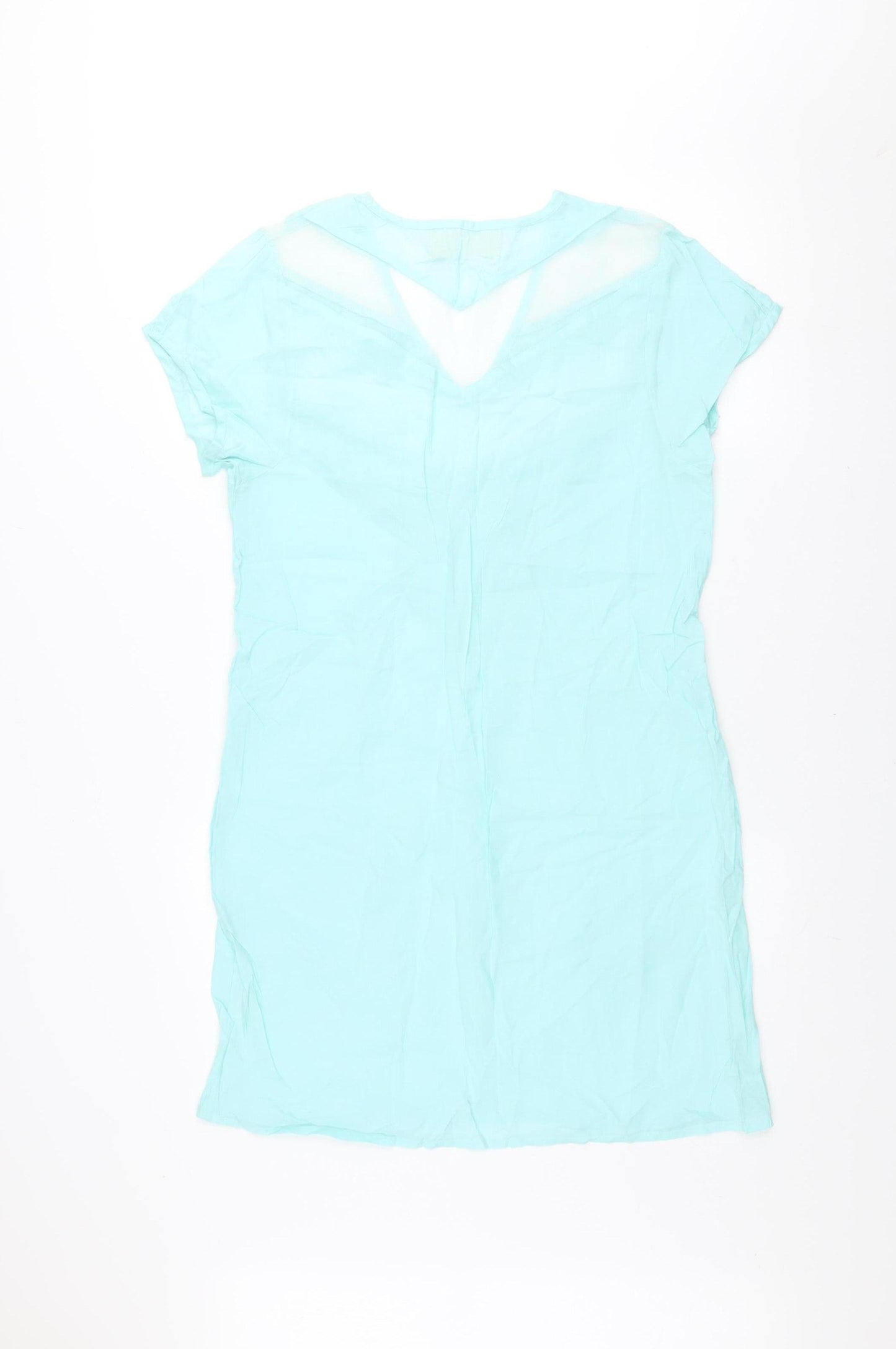 Isle of Mine Women Blue Short Sleeve Rayon Shift Dress S