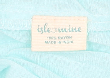 Isle of Mine Women Blue Short Sleeve Rayon Shift Dress S