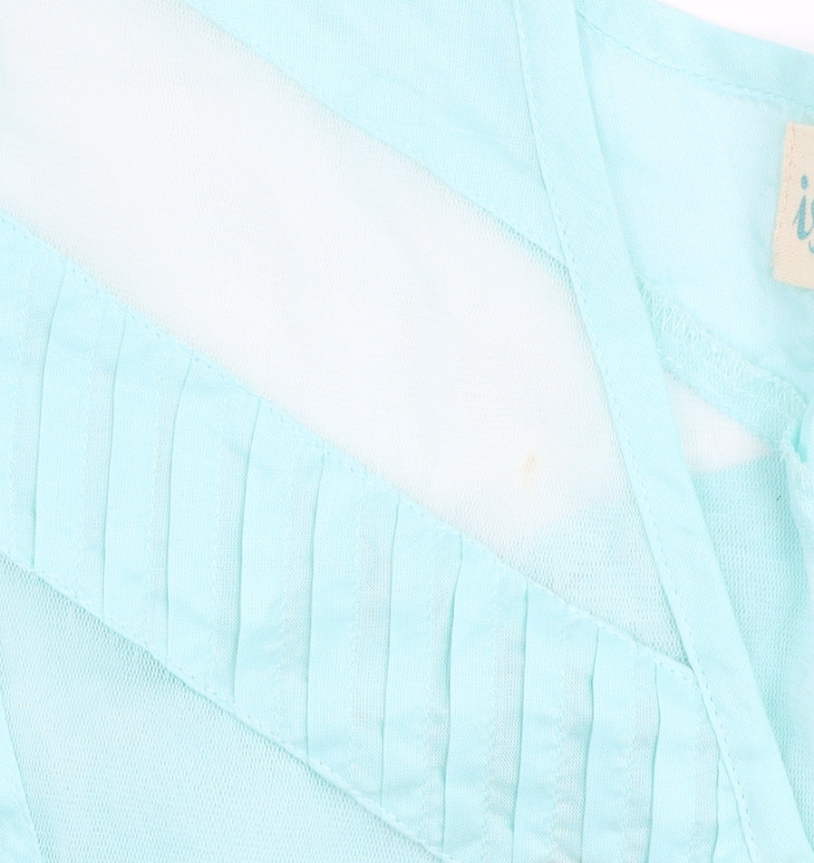 Isle of Mine Women Blue Short Sleeve Rayon Shift Dress S
